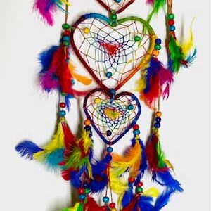 12" Rainbow Heart dreamcatcher