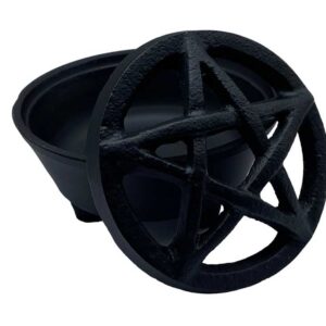 3 1/4" Pentagram cast iron cauldron/smudge pot