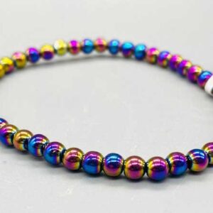 4mm Hematite, Rainbow bracelet