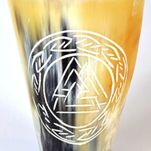 4" Norse Valknut buffalo horn mug
