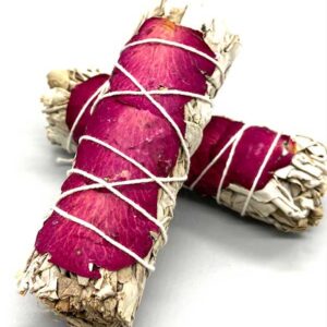 4" White Sage & Rose Petal smudge stick