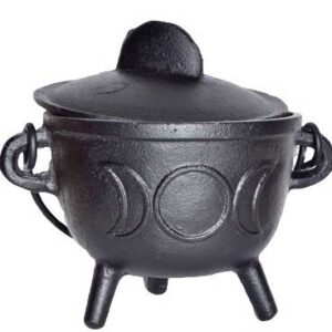 5" Cast iron cauldron w/ lid Triple Moon