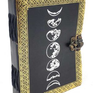5" x 7" Moon Phase Silver/ Black Embossed leather w/ latch