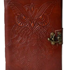 5" x 7" Owl leather blank book w/ latch