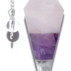 6-sided Amethyst & Rose Quartz pendulum