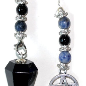 6-sided Black Obsicdian Pentagram pendulum