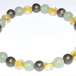 6mm Aventurine, Green, Citrine & Pyrite bracelet