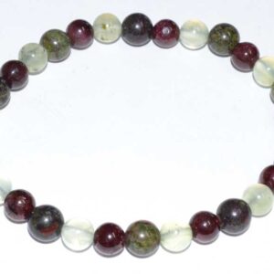 6mm Jasper, Dragon Blood, Garnet & Prehnite bracelet