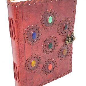 6" x 8" 7 Chakra stones Embossed leather w/ latch