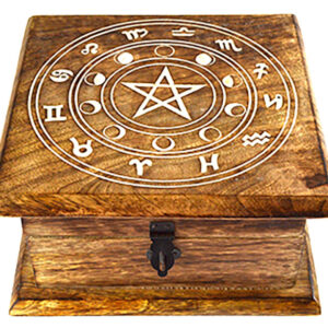 7" x 7" x 3 1/2" Zodiac Moon Phase wood box