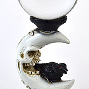 80mm Clear gazing ball with Crescent Moon & Crow