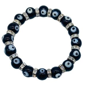 8mm Evil Eye, Black bracelet