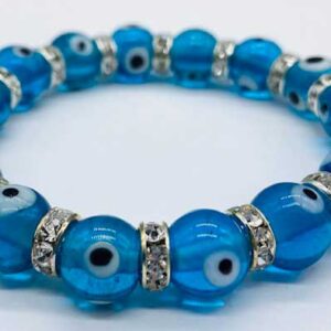 8mm Evil Eye in Aqua bracelet
