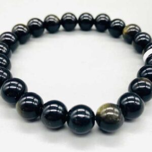 8mm Obsidian, Goldsheen bracelet