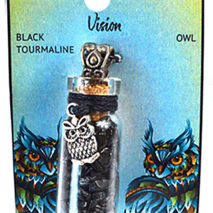 Black Torrmaline Chips in Bottle with Owl necklace