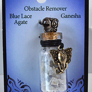 Blue Lace Agate Chips in Bottle with Ganesha necklace