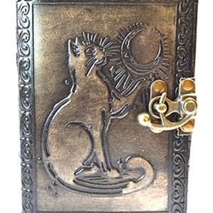Cat aged looking paper leather w/ latch 4 1/2" x 6 1/2" - Unlined