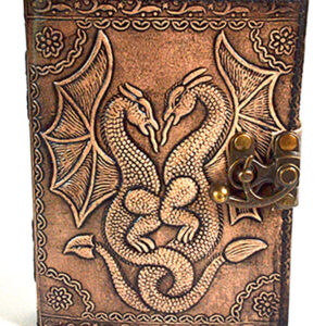 Double Dragon aged looking paper leather w/ latch