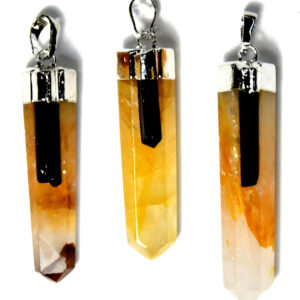 Golden Qtz w tourmaline pendant