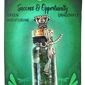 Green Aventurine Chips in Bottle with Dragonfly necklace
