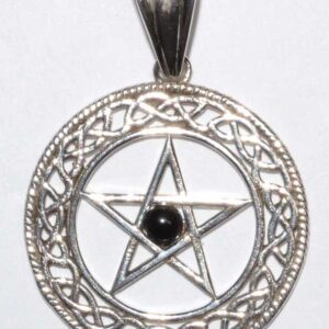 Pentacle black obsidian pendant