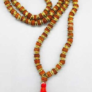 Rudraksha W/ Golden Cap japmala