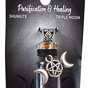 Shungite Chips in Bottle with Triple Moon necklace
