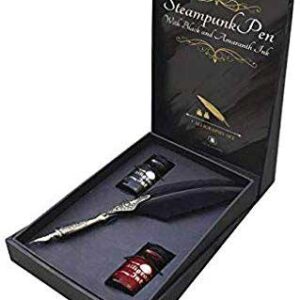 Steampunk Pen with Black & Amaranth Ink calligraphy set