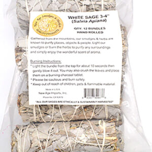 (set of 12) White Sage smudge stick 3 -4"