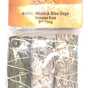 (set of 3) Cedar, White & Blue Sage smudge stick 4"