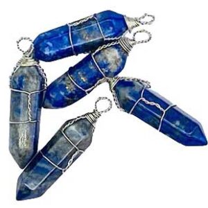 (set of 5) Lapis wire wrapped point
