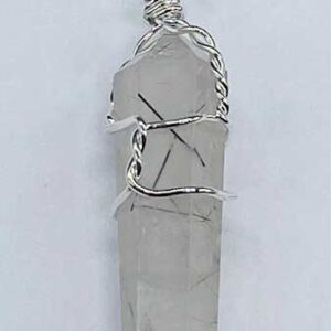 (set of 5) Quartz W Tourmaline wire wrapped point