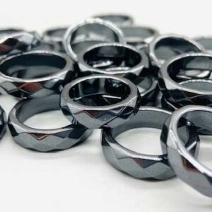 (set of 50) Faceted Hematite rings