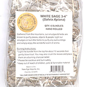 (set of 6) White Sage smudge stick 3-4"