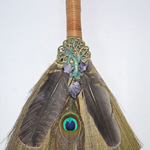 13" Ritual Broom W/ Peacock Feather
