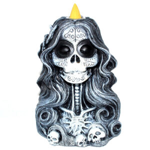 6" Santa Muerte back flow incense burner