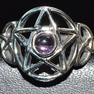 Amethyst pentagram ring adjustable