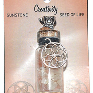 Sunstone Chips in Bottle with Seed of Life necklace