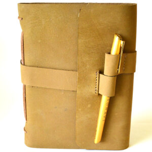 5" x 7" Plain leather blank book w/cord  & Pen