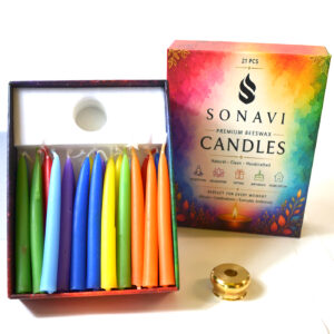 (set of 21) 3" 7 Colors beeswax meditation candles