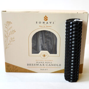 (set of 5) 4" Black beeswax candles