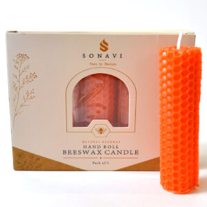 (set of 5) 4" Orange beeswax candles