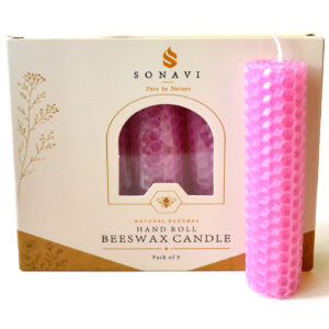 (set of 5) 4" Pink beeswax candles