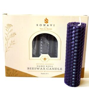 (set of 5) 4" Purple beeswax candles