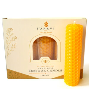 (set of 5) 4" Yellow beeswax candles