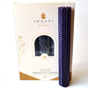(set of 5) 8" Purple beeswax candles
