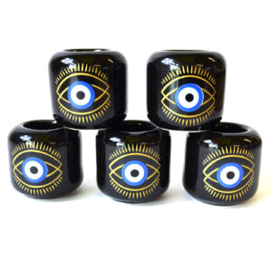 (set of 5) Evil Eye Black ceramic holder