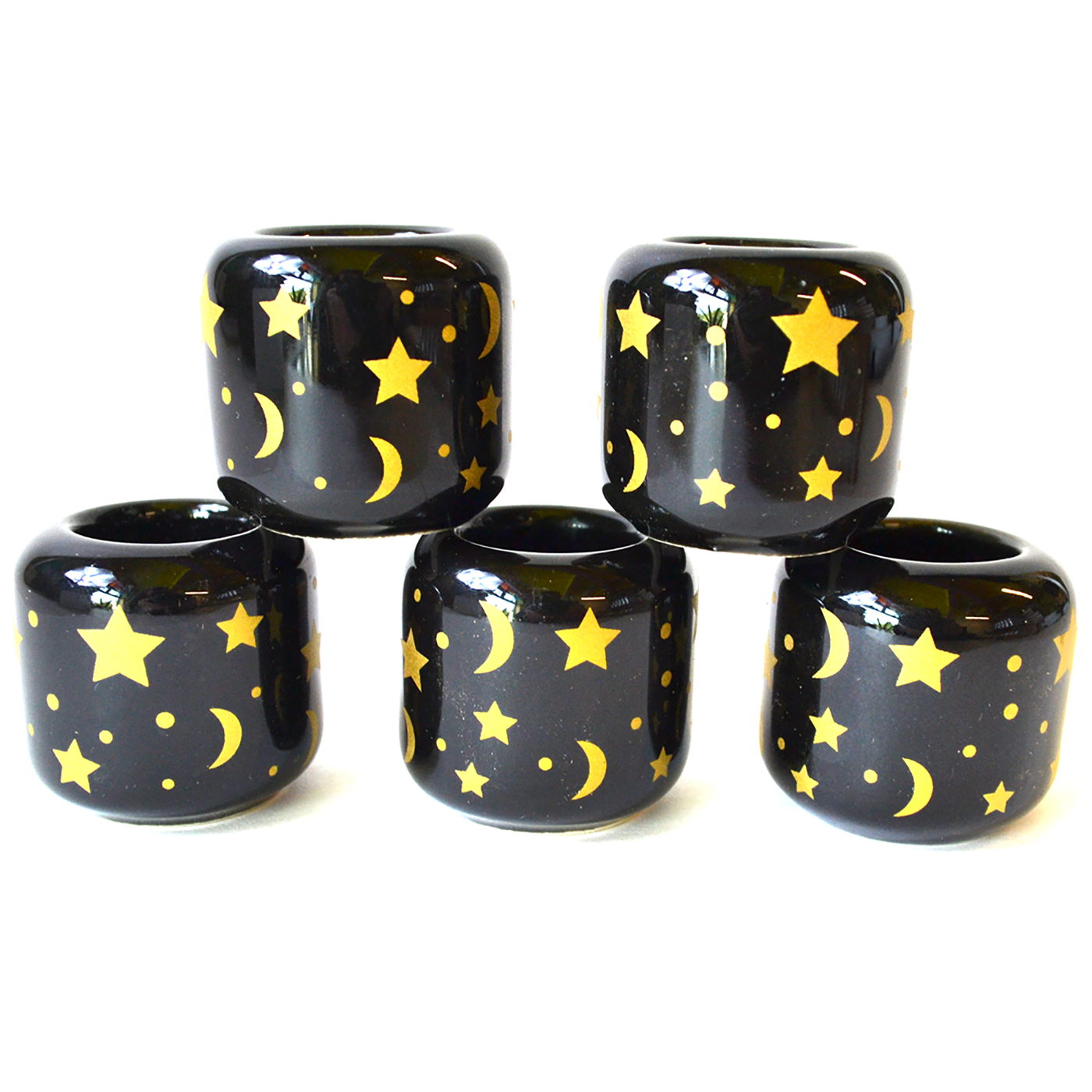 (set of 5) Stars & Moon Black ceramic holder